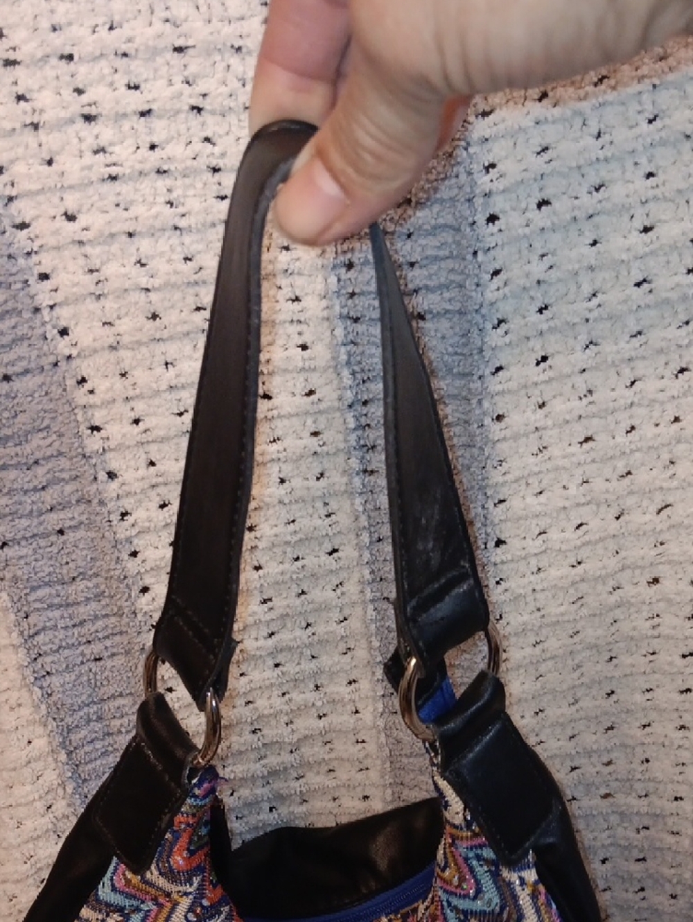 Candie's Multicolor Chevron Hobo Shoulder Bag with Black Trim - Picture 9 of 10